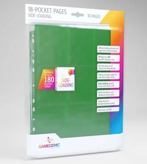 Gamegenic Green 18-Pocket Side-Loading Pages (10pg) image 0